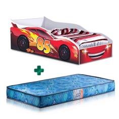Imagem de Cama Carro Vermelho Infantil Red Gabrielli Móveis Com Colchão Gazin Infantil