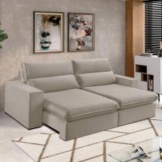 Imagem de Sofá 2 Lugares 190cm Retrátil e Reclinável Free Veludo Bege