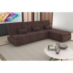 Imagem de Sofá Cama Reclinavel com Chaise Penélope Suede Marrom B256 - Matrix