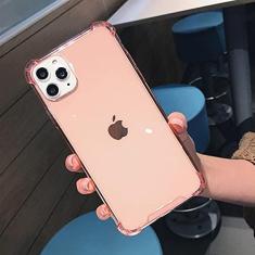 Imagem de Capa transparente à prova de choque para iPhone 13 12 Mini 11 Pro Max XS XR 6S 7 8 Plus Capa de telefone transparente anti-detonação em TPU macio, rosa transparente, para iPhone 11 Pro