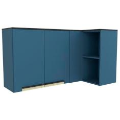 Imagem de Armário Aéreo 135cm 2 Portas Canto Cozinha Flórida Azul Órion