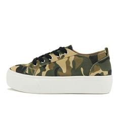 Imagem de Soda PETAL ~ Tênis feminino moderno com sola inferior de plataforma dupla com meia acolchoada e confortável, Camuflagem, 35