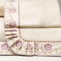 Imagem de Jogo Lençol Irina Queen Bordado 4 Pçs Palha