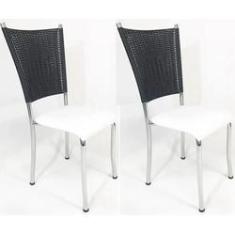 Imagem de Kit 2 Cadeiras de Cozinha Cromada Fibra Sintética  Assento  - Poltronas do Sul