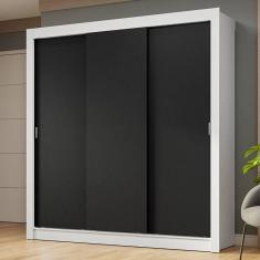 Imagem de Guarda-roupa Casal 3 Portas Correr Branco/Preto Nobre