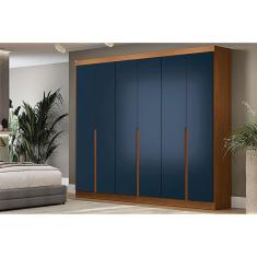 Imagem de Guarda Roupa Casal 6 Portas e 4 Gavetas R582 Canela/Azul - Kappesberg