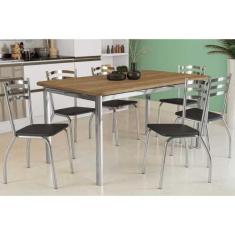 Imagem de Mesa de Sala Jantar Reno c/ Tampo Madeira 160cm + 6 Cadeiras Portugal 