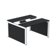 Imagem de Mesa de Plataforma Dupla para 2 Pessoas Corporativa 150x120/2p Nogueira casblanca/Branco