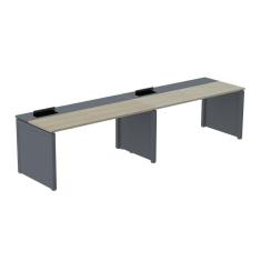 Imagem de Mesa de Plataforma Simples para 2 Pessoas Corporativa 140x792/2p Pscpp140/792/2p Nogueira Casablanca/Grafito