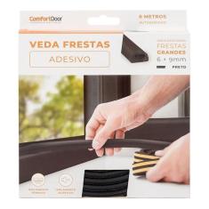 Imagem de Fita Veda Fresta Auto Adesiva Rolo 6 Metros Mod D 6Mm Preto