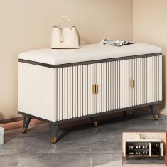 Imagem de Sapateira Beh para sapatos de corredor com porta, sapateira Beh Organizador de armazenamento de sapatos com assento, armazenamento de madeira Beh com almofada de assento acolchoada para quar