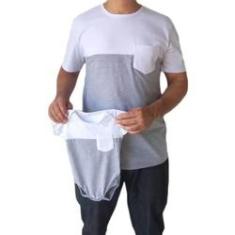 Imagem de Camiseta adulta masculina e body de bebê com bolso tal pai tal filho