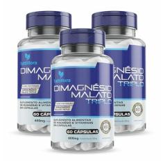 Imagem de 3x Dimagnésio Malato Triplo (Dimalato, Quelato e Cloreto de Magnésio P.A) 60 Caps de 500mg Tuttiflora