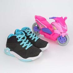 Imagem de Tênis Infantil Cano Alto Kidy Play Motinha Preto E Verde