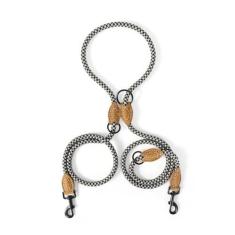 Imagem de Mile High Life | Coleira de corda dupla para cães | Guia deslizante para cães | Configuração dupla | Corda de escalada com conexão personalizada de couro | 2,5 m com fecho resistente de metal