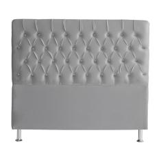 Imagem de Cabeceira de Cama Box Paris Queen 160 cm Botão Strass Suede Prata Eli Móveis