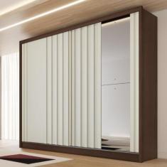 Imagem de Guarda Roupa Casal 1 Espelho 2 Portas De Correr 4 Gavetas Ripado Galat