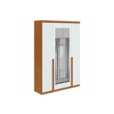 Imagem de Guarda Roupa Solteiro 4 Portas E 2 Gavetas C Espelho Alonzo New Amendoa Branco Lopas