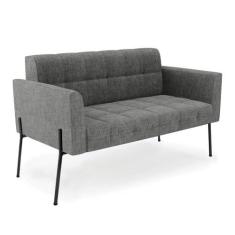 Imagem de Sofá Namoradeira 2 Lugares Base Pé de Ferro Preto Elisa Linho Grafite A26 D03 - D'Rossi