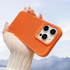 Imagem de Capa de telefone luxuosa de malha respirável com dissipação de calor para iPhone 15 14 Plus 13 12 11 Pro Max à prova de choque capa traseira rígida, laranja, para iPhone 11Pro Max
