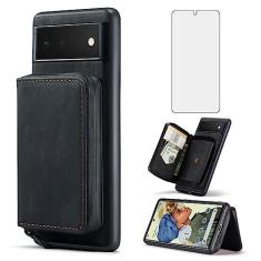 Imagem de Asuwish Capa de celular para Google Pixel 6 carteira com protetor de tela de vidro temperado e suporte para cartão de crédito com compartimento para zíper acessórios de celular de couro Pixel6 Pixle