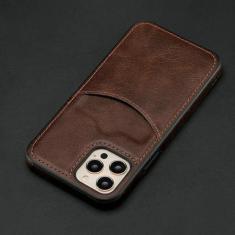 Imagem de Capa de telefone com slot para cartão de carteira empresarial para iPhone 13 Pro Max 12 11 Xr X Xs 14 Plus 15 Pro Max Capa macia de couro PU de luxo, café, para iPhone 12