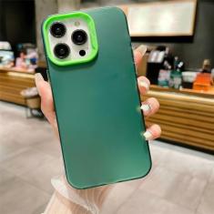 Imagem de Capa de telefone luxuosa fosca em cores doces para iPhone 14 13 12 11 Pro Max XS X XR 8 7 Plus SE Capa macia de proteção de lente, verde escuro, para iPhone 11