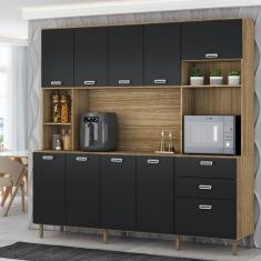 Imagem de Cozinha Compacta Luiza 10 Portas 2 Gavetas Freijó/Nero - Panorama Móveis