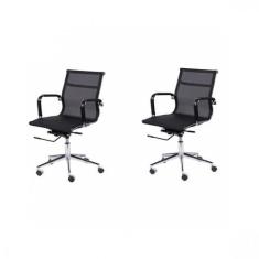 Imagem de Kit 2 Cadeiras Para Escritorio Diretor Esteirinha Tela Mesh 3303 - OR 