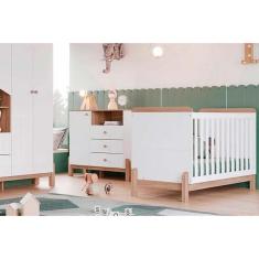 Imagem de Quarto de Bebê Completo Ternura 2 Peças (1 Cômoda + 1 Berço) QI92 Branco/Jequitiba - Henn