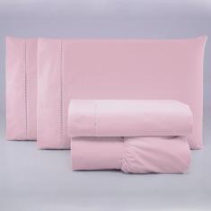 Imagem de Jogo de Lençol Casal Percal 200 Fios 4 Peças - Rosa