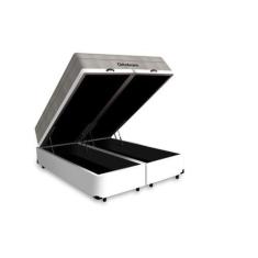 Imagem de Cama Box Baú Queen 158 Bipartido Sintético Branco Com Colchão Ortobom