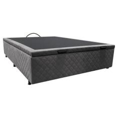 Imagem de Base Box Baú Para Cama Casal 138x188cm Liz S05 Suede Bordado Cinza - M
