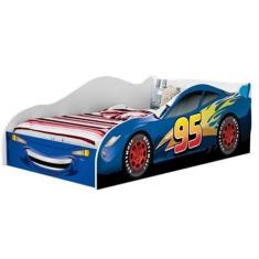 Imagem de Cama Carro Infantil  McQueen Azul 100% MDF J&A Móveis