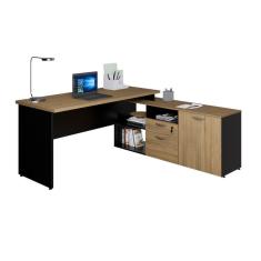 Imagem de Mesa Dinâmica com Armário Lateral Amadeirado /Preto