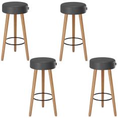Imagem de Kit 4 Banquetas Alta Estofada 70 cm Pés Palito P/ Área Gourmet Bancada Cozinha Churrasqueira Londres