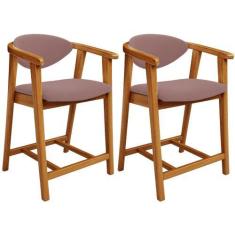 Imagem de Kit 02 Banquetas Baixa Para Cozinha Sala Jantar Bancada Cecília L02 Su