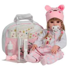 Imagem de Boneca Reborn Realista Valentina Loira Com Bolsa Maternidade - Cegonha