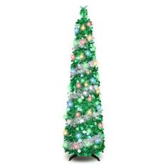 Imagem de Árvore de Natal btu Pop Up de 5 pés com 90 luzes LED Tinsel