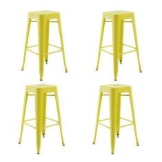 Imagem de Kit 4 Banquetas Altas Iron Tolix Titan Rivatti Amarela Base Metal