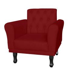 Imagem de Poltrona Decorativa Classic Pés Luis XV Suede  Bordô - DS Estofados