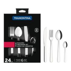 Imagem de Jogo De Talheres Faqueiro Tramontina Malibu Inox Kit 24pçs