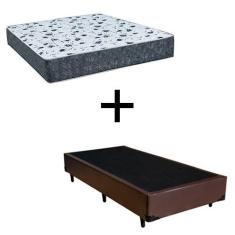 Imagem de Cama Box Solteiro 88 Tecido Sintético Marrom Com Colchão Alegro Bello Box Espuma D28 Cinza 57x88x188