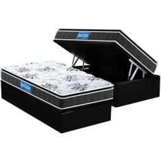 Imagem de Cama Box Baú Solteiro: D28 Guarda Costas Premium Multi Firme Pillow Top + Base Crc Suede Black