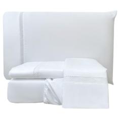 Imagem de Jogo De Cama Lençol King Apolo Micropercal 300 Fios - Branco