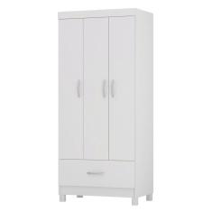 Imagem de Guarda Roupas Solteiro 3 Portas 1 Gaveta Branco Prince Demóbile Branco