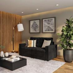 Imagem de Sofá 3 Lugares Retrátil Nuremberga Suede Preto