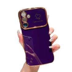 Imagem de ZTOFERA Capa para Samsung Galaxy A15 4G/5G de 6,5 polegadas, linda moldura ondulada encaracolada com padrão de coração de amor, borda banhada de luxo, proteção total para câmera, capa de telefone à