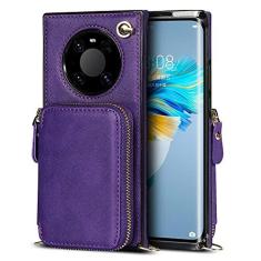 Imagem de Capa carteira de couro para Huawei P30 P40 Pro Plus Lite Mate 40 30 20 Pro Lite Mochila de luxo tipo cartão de capa para celular, roxo, para Huawei Mate30 Pro