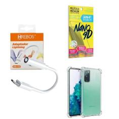 Imagem de Capinha Samsung S20fe + Adaptador P2 P Tipo C + Película 9D - Armyshie